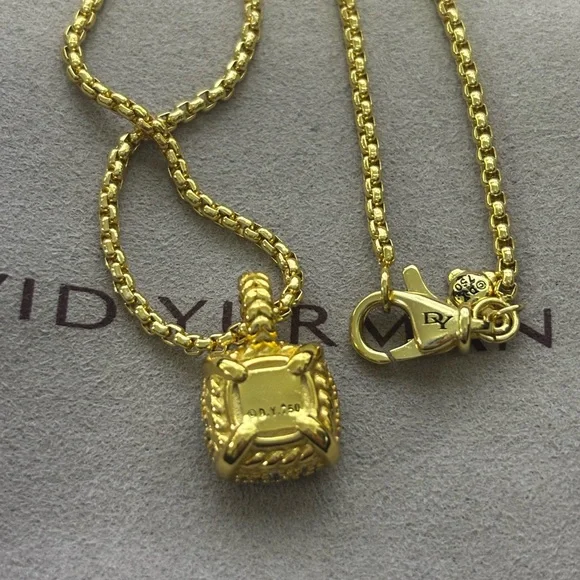 David Yurman Gold Pavé Cushion Pendant - Picture 3 of 4